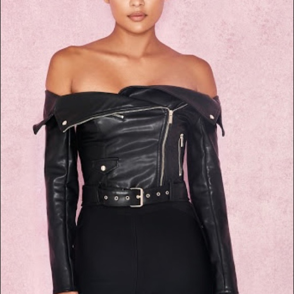 House Of Cb Leather Crop Jacket